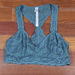 Intimatley Free People Emerald Green Elegant Lace Racerback Bralette Bra Large